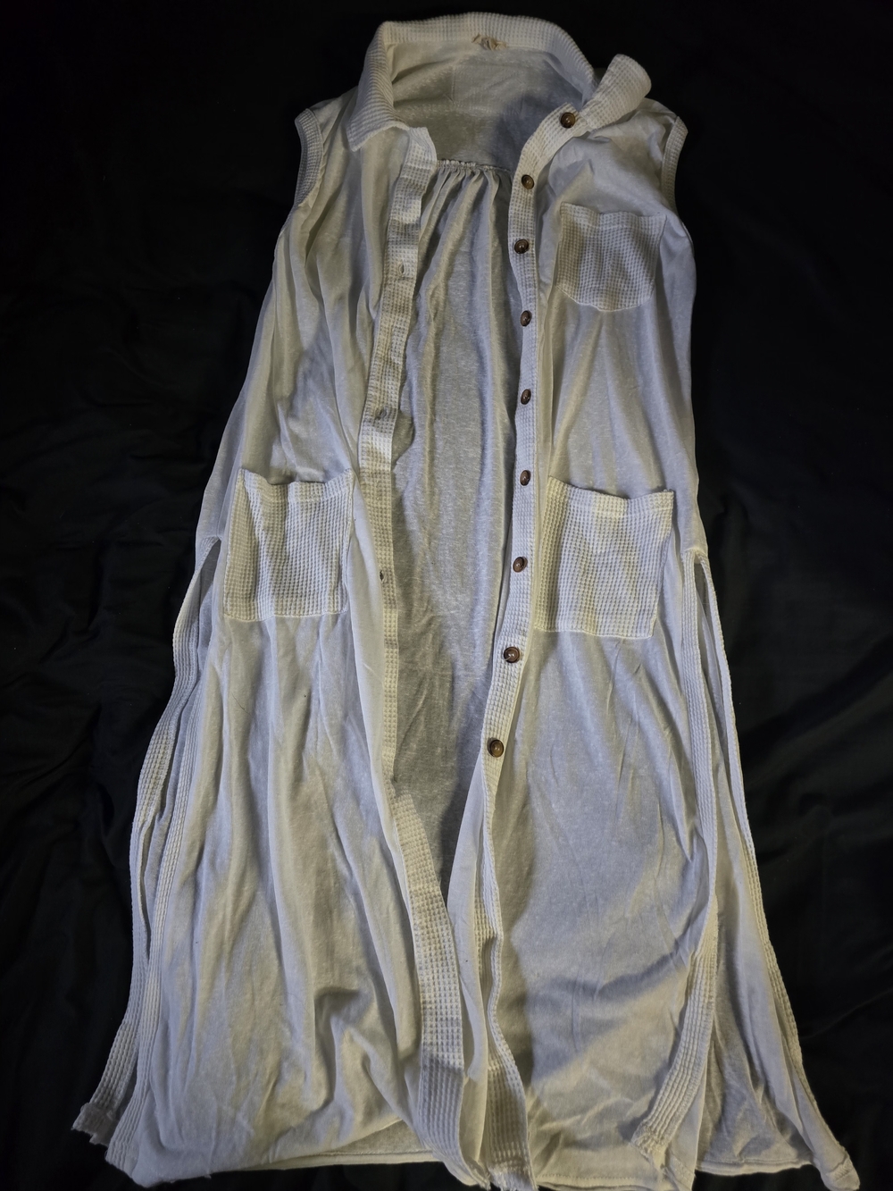 POL White Knit Sleeveless Vest/Duster